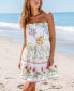 Фото #2 товара Women's Floral Print Tie Waist Mini Beach Dress