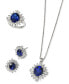 ფოტო #4 პროდუქტის EFFY® Lab Grown Sapphire (3-3/4 ct. t.w.) & Lab Grown Diamond (1-5/8 ct. t.w.) Starburst Halo Stud Earrings in 14k White Gold