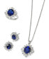 EFFY® Lab Grown Sapphire (3-3/4 ct. t.w.) & Lab Grown Diamond (1-5/8 ct. t.w.) Starburst Halo Stud Earrings in 14k White Gold