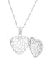 ფოტო #4 პროდუქტის Cubic Zirconia Heart Locket Pendant Necklace in Sterling Silver