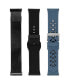 Фото #3 товара Black Stainless Steel Mesh Band, Bluestone and Black Premium Sport Silicone Band and Black Woven Silicone Band Set, 3 PC Compatible with the Fitbit Versa 3 and Fitbit Sense