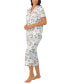 Women's 2-Pc. Notched-Collar Cropped Pajamas Set