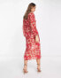 Фото #8 товара Pretty Lavish balloon sleeve button midaxi dress in red and pink floral