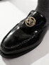 ASOS DESIGN mule loafers in black faux leather with pearl badge