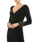 Women's Beaded Cuff Long Sleeve Wrap Over Trumpet Gown