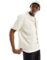 Weekday Charlie boxy fit short sleeve shirt in beige