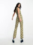 Фото #8 товара ASOS DESIGN twill belted zip front sleeveless jumpsuit in geo print