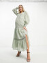 Фото #10 товара ASOS DESIGN Maternity tufted dobby lace insert maxi dress in light sage