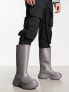 ASOS DESIGN – Wadenhohe Gummistiefel in Anthrazit mit dicker Sohle