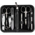 Фото #1 товара Drei Schwerter 8-Piece Manicure Set ‘Roma’, High-Quality Nail Care Set, Ostrich Look Faux Leather Case, Contents: Nail Scissors Set, Foot/Nail Clippers, Tweezers, Glass Nail File, Sapphire Nail File