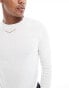 ASOS DESIGN essential muscle fit long sleeve rib t-shirt in white