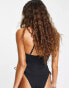 Free Society cut out ruched swimsuit in black