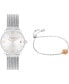 ფოტო #1 პროდუქტის Women's Elliot Silver Stainless Steel Mesh Bracelet Watch 28mm Gift Set