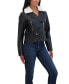 Фото #3 товара Women's Sebby Collections Faux Leather Moto Jacket With Detachable Faux Fur Collar