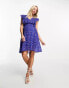 Mamalicious Maternity wrap dress with short sleeves in blue floral print Синий, XS - фото #3