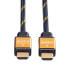 ROLINE Rotronic 1m HDMI - 1 m - HDMI Type A (Standard) - HDMI Type A (Standard) - 3D - Black,Gold