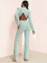 Фото #5 товара ASOS LUXE tailored cut-out flare jumpsuit in green check