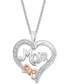 Фото #1 товара Macy's diamond Accent Mom Heart 18" Pendant Necklace in Sterling Silver & 14k Rose Gold-Plate