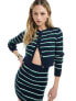 ASOS DESIGN knitted cardigan in navy stripe co-ord