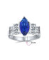 Art Deco Style 3CT Cubic Zirconia AAA CZ Pave Royal Blue Marquise Solitaire Simulated Sapphire Engagement Ring For Women .925 Sterling Silver