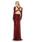 ფოტო #1 პროდუქტის Women's Ieena Sequined Criss Cross Long Sleeve Gown