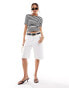 Pimkie short sleeve fitted t-shirt with scoop back in black and white stripe