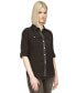 ფოტო #3 პროდუქტის MICHAEL Women's Faux-Leather Trim Utility Top