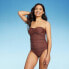 Фото #1 товара Women's Twist-Front Bandeau Classic One Piece Swimsuit - Kona Sol Espresso