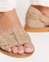 ASOS DESIGN Francis leather woven flat sandals in taupe