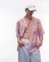 Topman short sleeve relaxed sun printed shirt in pink