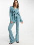 Фото #3 товара ASOS DESIGN jersey belted suit blazer in teal