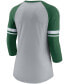 Фото #3 товара Women's Heathered Gray, Green New York Jets Stripe Mesh Nickname Tri-Blend 3/4-Sleeve T-shirt
