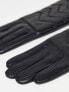 Lipsy leather chevron quilted touch screen gloves in black