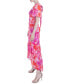 Women's Printed Flutter-Sleeve High-Low Maxi Dress