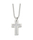 Chisel grey Carbon Fiber Inlay Cross Pendant Ball Chain Necklace