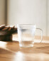 Borosilicate glass mug with lines