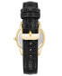 ფოტო #3 პროდუქტის Women's Three Hand Quartz Round Black Polyurethane Faux Leather Band Watch, 33mm