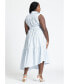 Plus Size Asym Sleeveless Shirt Dress Soft chambray stripe white, 32 - фото #2