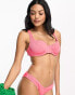 Фото #2 товара We Are We Wear Fullerbust rib stacey underwire bikini top in cerise pink