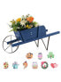 Wooden Wagon Planter with 9 Magnetic Accessories for Garden Yard