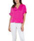 Women's Solid Textured Satin-like Top with Collar