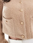 4th & Reckless Plus exclusive boucle gold button through cropped jacket in camel Бежевый, 46 - фото #4