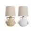 Desk lamp Home ESPRIT White Beige Ceramic 220 V 15 x 15 x 28 cm (2 Units)