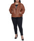 ფოტო #1 პროდუქტის Plus Size Faux-Leather Asymmetric Moto Coat, Created for Macy's