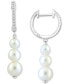 ფოტო #1 პროდუქტის EFFY® Cultured Freshwater Pearl (5-7mm) and Diamond (1/10 ct. t.w.) Dangle Hoop Earrings in 14k White Gold