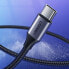 Kabel przewód w mocnym oplocie USB - USB-C QC 3.0 3A 2m szary