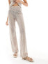 Object crochet lace tie waist beach trouser co-ord in cream