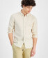 Фото #3 товара Men's Slim Fit Long Sleeve Button-Down Linen Shirt