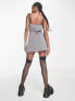 Фото #2 товара Motel strap detail slinky cowl neck mini dress in steel grey