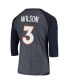 Фото #3 товара Men's Threads Russell Wilson Navy Denver Broncos Name and Number Team Colorway Tri-Blend 3/4 Raglan Sleeve Player T-shirt